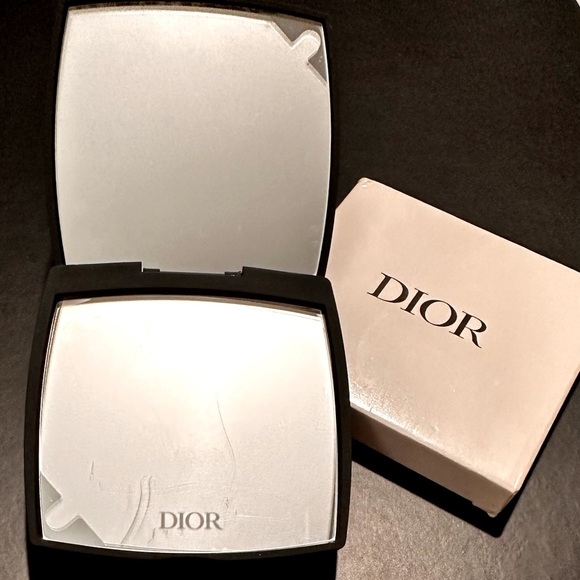 DIOR DOUBLE MIRROR, BLACK RAISED SILVER LETTERS SOFT FEEL SCRATCH RESIST… - Picture 3 of 3